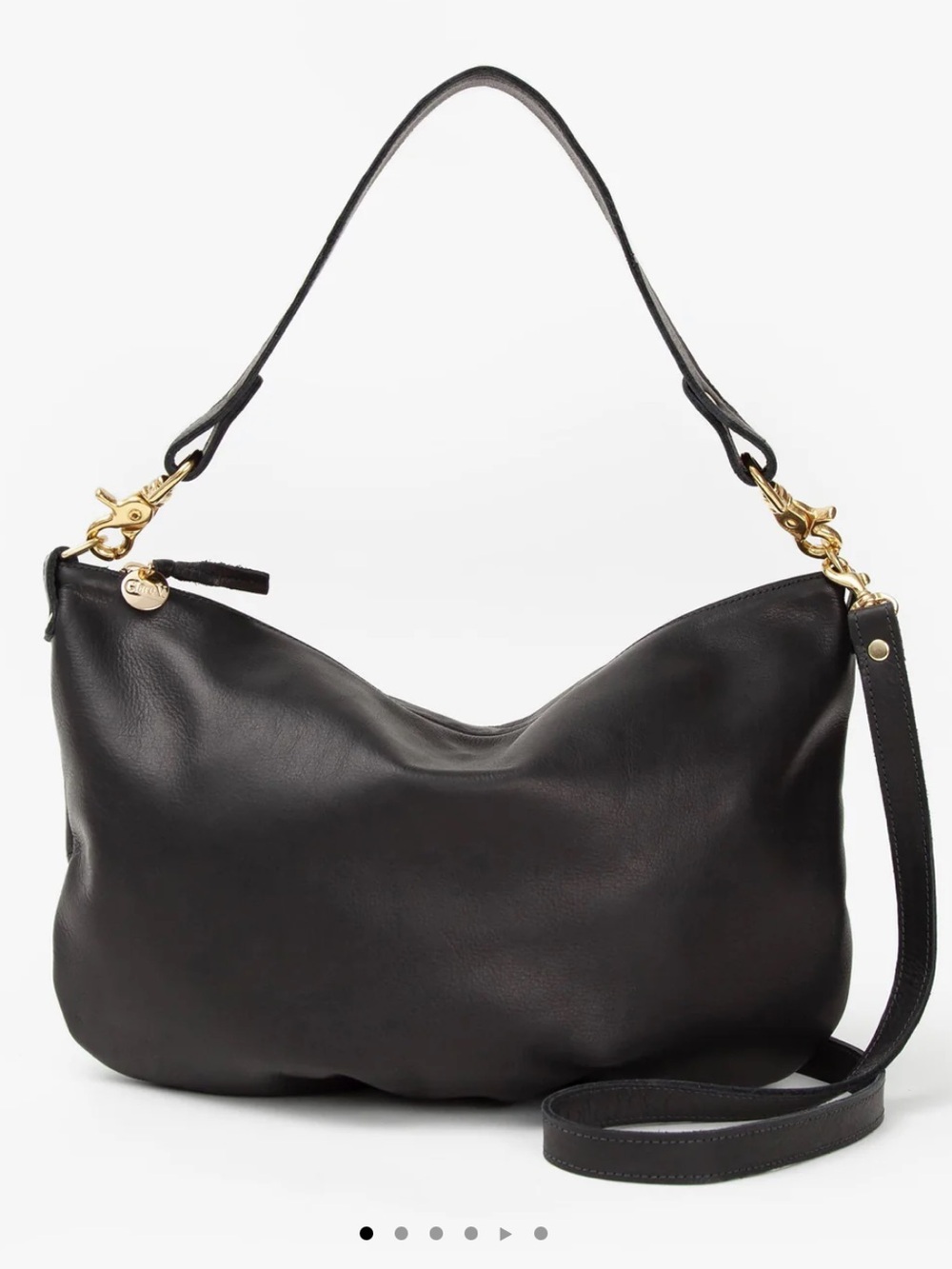 Clare V Moyen Messenger Black Leather Purse Womens
